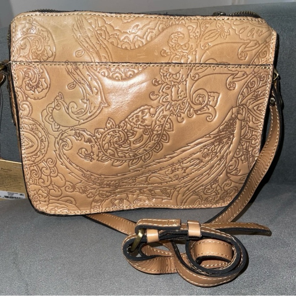 COPY - Patricia Nash Nazaire Leather Top-Zip Crossbody Handbag Purse Bag Tan